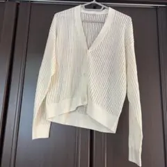 UNIQLO メッシュVネックカーディガン 長袖 ホワイト L