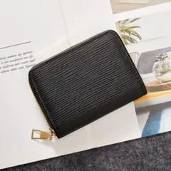 976ブラックエピ柄 レザー メンズ レディースミニ財布コインケース