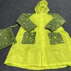 西松屋 キッズ レインコート 星柄 イエロー 収納袋付き