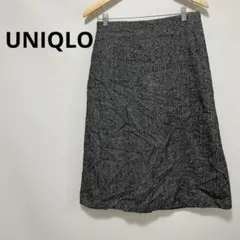 UNIQLO グレー ウールブレンドナローミディスカート タイト　膝下丈
