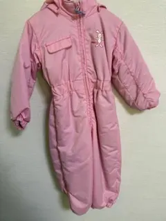 子ども用ピンクスキーウェア フード付き　100