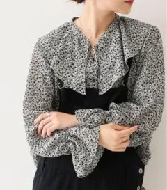 美品✨定価１.２万❤️　スローブイエナ　フリルカラーブラウス【手洗い可能】◆