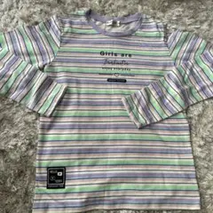 ストライプ柄 長袖カットソー パステルカラー