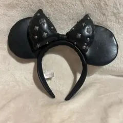 ディズニーランド公式 ミニー カチューシャ ブラック スタッツ y2k