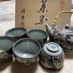 有田焼 急須 湯呑 5客 セット 祥楽作 木箱入り