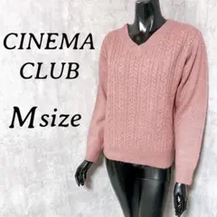 [CINEMA CLUB] 長袖 ニット ケーブル編み風 カジュアル ピンク M