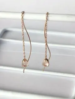 K10　ローズクォーツ　桜　ピアス　揺れる　カフェフレグラント・オリーブ