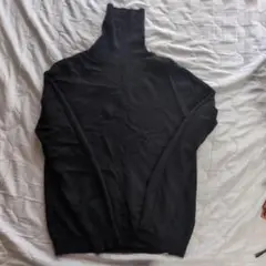黒のカシミヤタートルネックセーター L