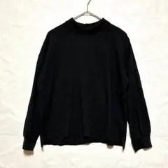 ○​オペークドットクリップ モックネック カットソー 黒 L 長袖 ボトルネックのサムネイル