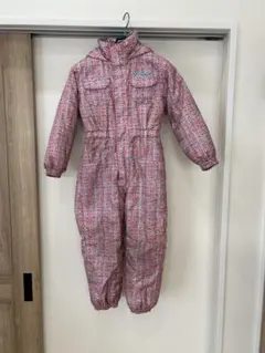 子供用スキーウェア ピンク系 チェック柄　サイズ調整可能