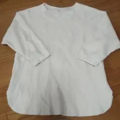UNIQLO ワッフルカットソー　アイボリー　七分袖