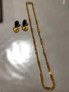 K18×べっこうのネックレス&イヤリングセット　べっ甲　鼈甲　ゴールド×ブラック K18×べっこうのネックレス&イヤリングセット べっ甲 鼈甲