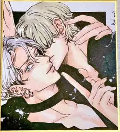 手描きイラスト オリジナル ミニ色紙 原画 ◆business L