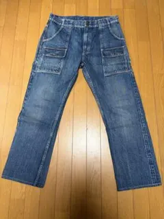 デニムブルー ワークパンツ ストレートフィット