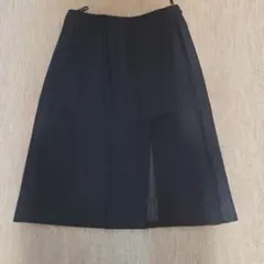 peytonplace黒 チェック柄 ひざ丈スカート 前スリット