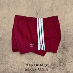 80s adidas USA製 スプリンターショーツ トレフォイル バーガンディ