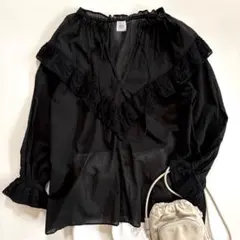 美品 IENA LA BOUCLE リバーレース ローンブラウス 黒 ブラックのサムネイル