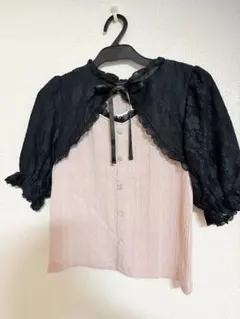 地雷系　ロリータ系　トップス　黒×ピンク