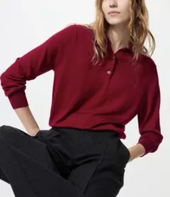 【新品】UNIQLO ユニクロ　メリノポロセーター　レッド　Ｌ