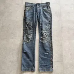 DOLCE&GABBANA 00s Y2K スタッズデストロイデニムパンツ　46のサムネイル