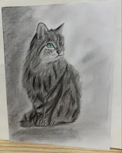 色鉛筆画A4 黒猫.40 - メルカリ