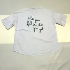 ZARA ストライプ 五分袖 Tシャツ メッセージプリント　ブラウス　M