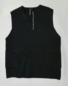 HK WORKS LONDON パール調ボタン ベスト ブラック LL