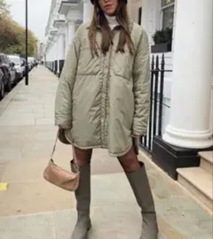 ❮最終価格❯ ZARAザラ 中綿オーバーサイズシャツジャケット M カーキ