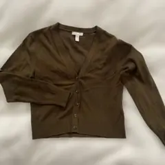 H&M ブラウン Vネック カーディガン XS クロップド丈