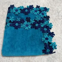 近沢レース　タオルハンカチ　　花花　ダークグリーン　　近澤　chikazawa