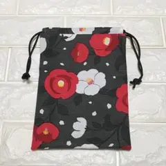 和モダン椿♪ハンドメイド＊御朱印帳入れ☆巾着袋♪