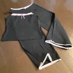 ピーチジョン ルームウェア キャミ 七分丈パンツ黒 ピンク レース ローズ Mのサムネイル