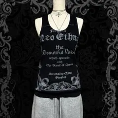 00s y2k グランジ ゴシック ロゴプリント 英字タンクトップ 平成ギャル