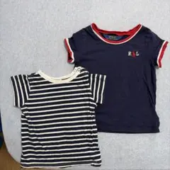 breeze ストライプとラルフローレン　ネイビーのTシャツ2枚セット