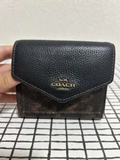 すい様専用　COACH 三つ折り財布 黒/ブラウン