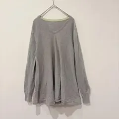 ココディール ニット チュニック Vネック 灰色　グレー 長袖 フレア M