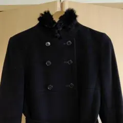 ブラック ダブルブレスト ロングコート