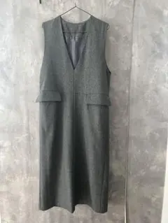 美品✨アンクレイヴ ナチュラル リネン ロングジレ ワンピース 麻 グレー 美品 アンクレイヴ uncrave ナチュラルリネン ロング ワンピース ジレ