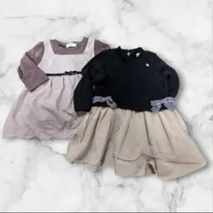 プティマイン＆スラップスリップ 90cm ワンピース 2点セット Ki679