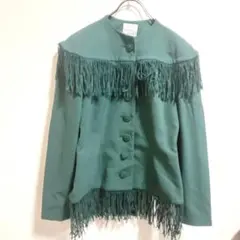 NORMA KAMALI ノーマカマリ　緑　フリンジジャケット　サイズなし