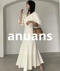 ほぼ未使用 anuans 半袖ワンピース SMALL ホワイト レディース anuans 「anuans」 半袖ワンピース FREE ホワイト レディース