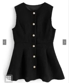 ツイードペプラムベスト pm489 ブラック