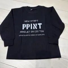 コットン長袖カットソー 黒 プリントデザイン