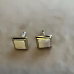 シルバー ホワイト スクエア カフリンクス