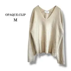 【OPAQUE.CLIP】Vネックドロップショルダーニット　ゆったり　ベージュ