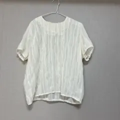 アイボリー ストライプ シースルー ブラウス