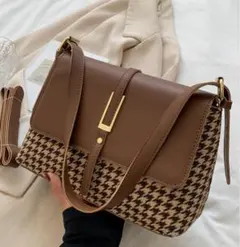 残り1点⚠️ZARAジャンル 海外ブランド 千鳥柄大人きれいめショルダーバッグ