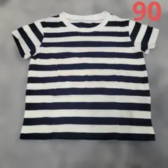無印良品 ボーダーＴシャツ 90cm ネイビー 白