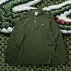 90s Lacoste ロングスリーブポロシャツ 長袖 カーキ ビッグサイズ
