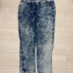 ケミカルウォッシュ デニムパンツ ウエストゴム ストレッチ 4L